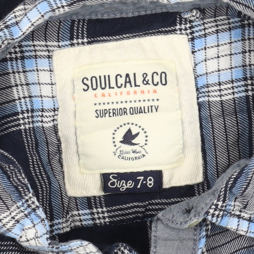 SoulCal Boys Blue Plaid Button-Up Shirt 7-8 Years