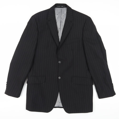 Ben Sherman Men's Black Single Breasted Wool Blend Blazer Jacket Size 38 Regular