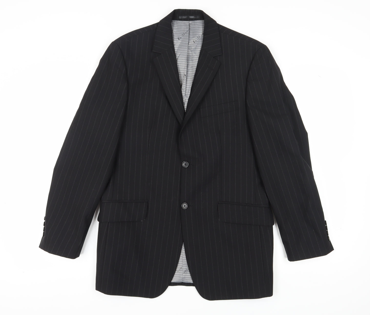 Ben Sherman Men's Black Single Breasted Wool Blend Blazer Jacket Size 38 Regular