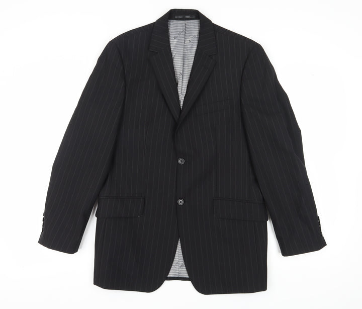 Ben Sherman Men's Black Single Breasted Wool Blend Blazer Jacket Size 38 Regular