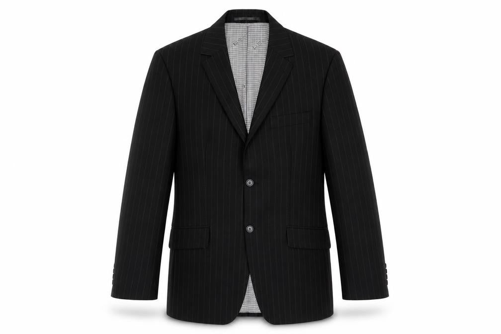 Front view of Ben Sherman Men's Black Single Breasted Wool Blend Blazer Jacket, size 38, Regular