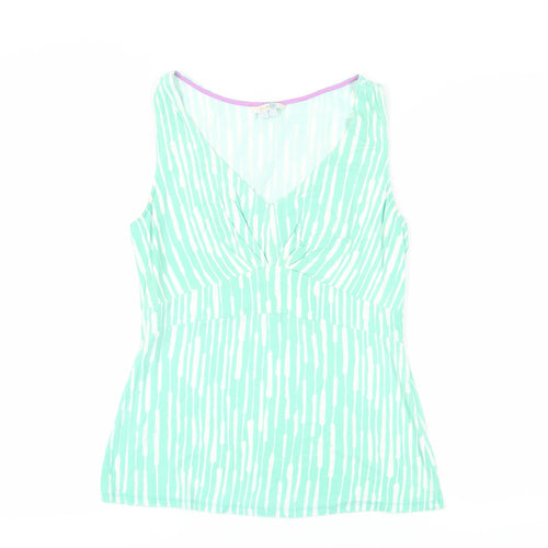 Boden Women's Green Stripe Sleeveless V-Neck Tank Top Size 14