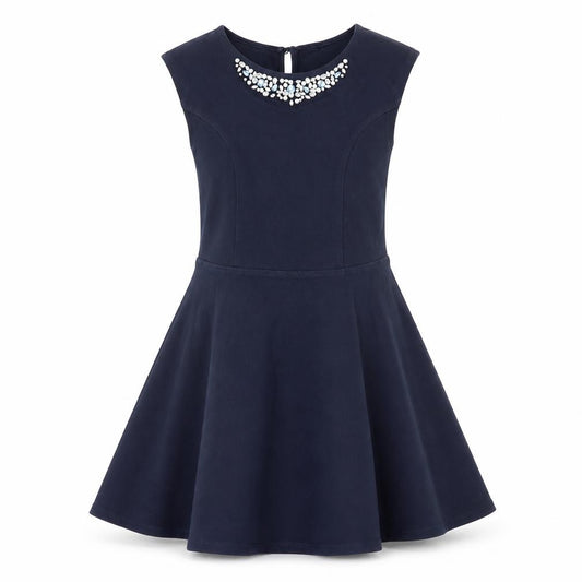 Front view of Abercrombie & Fitch Kids girls’ blue fit & flare dress medium