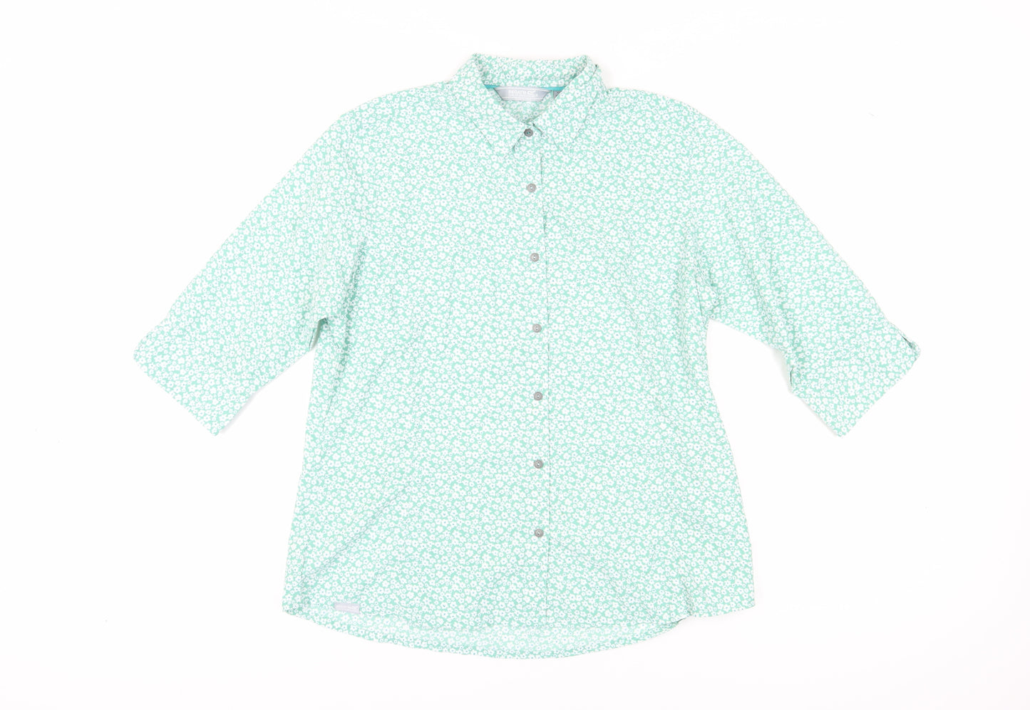 Regatta Women's Green Floral Button-Up Shirt Size 12