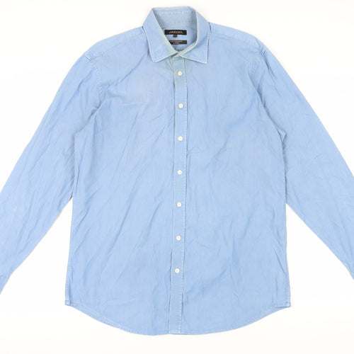 Jaeger Men's Blue Cotton Button-Up Shirt 16.5