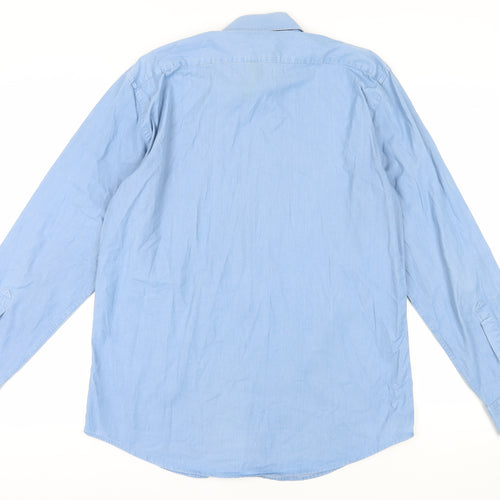 Jaeger Men's Blue Cotton Button-Up Shirt 16.5