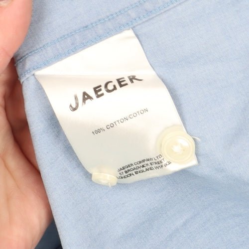 Jaeger Men's Blue Cotton Button-Up Shirt 16.5