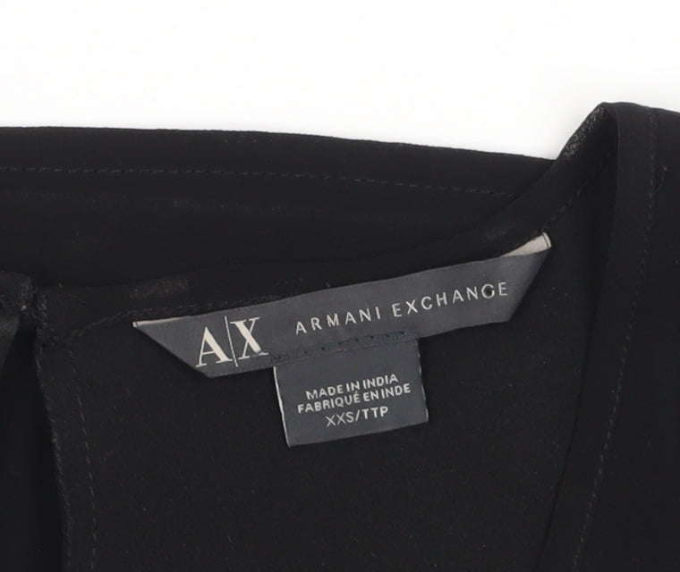 Armani Exchange Womens Black Sleeveless Embroidered Tank