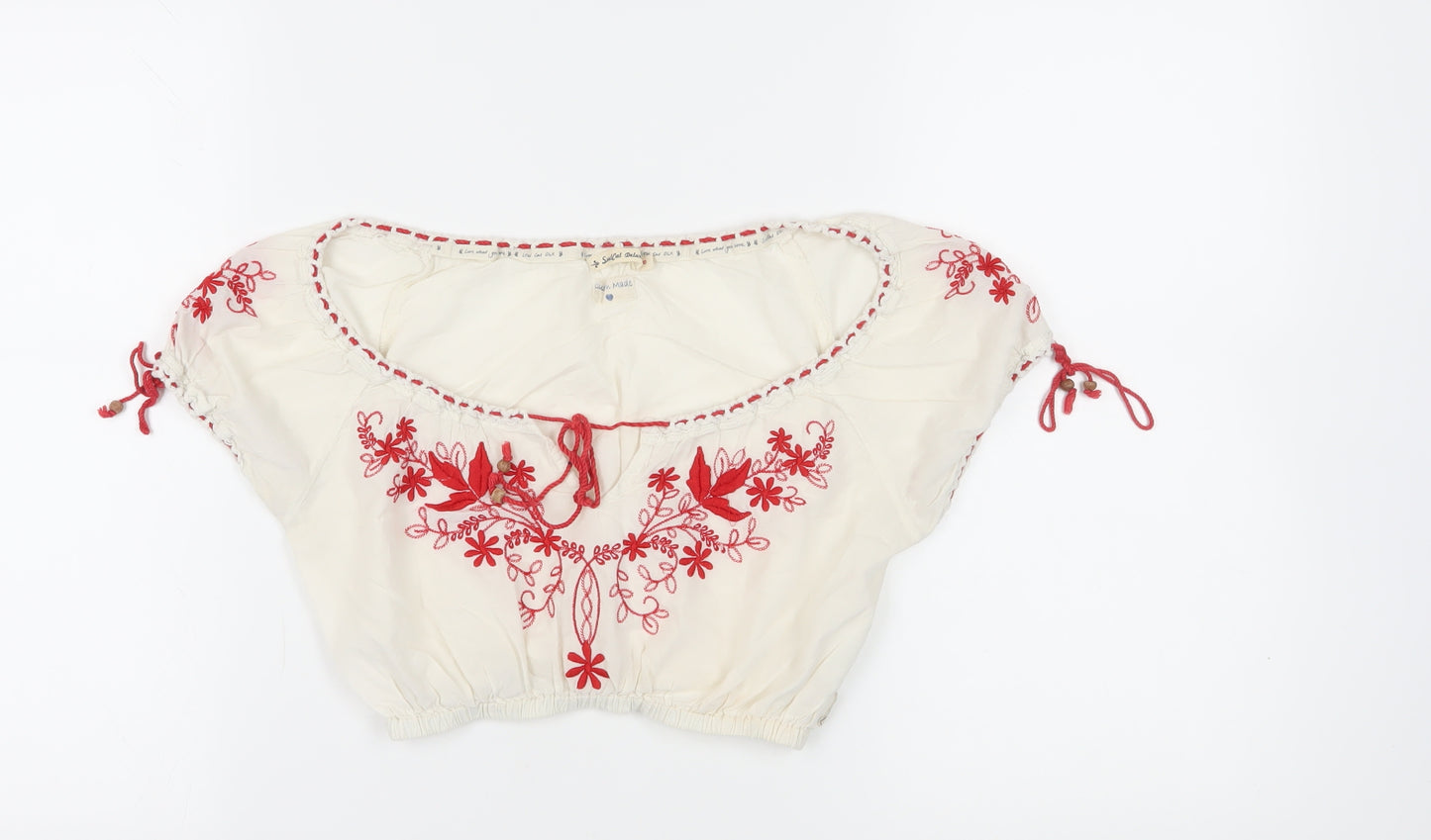 SoulCal Women's Ivory Embroidered Crop Top, Size 8