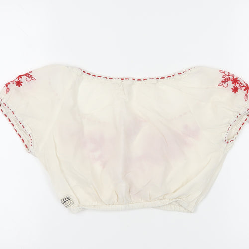 SoulCal Women's Ivory Embroidered Crop Top, Size 8