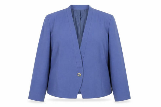 Front view of Eastex Women's Blue Suit Jacket, size 18, Classic & Lined