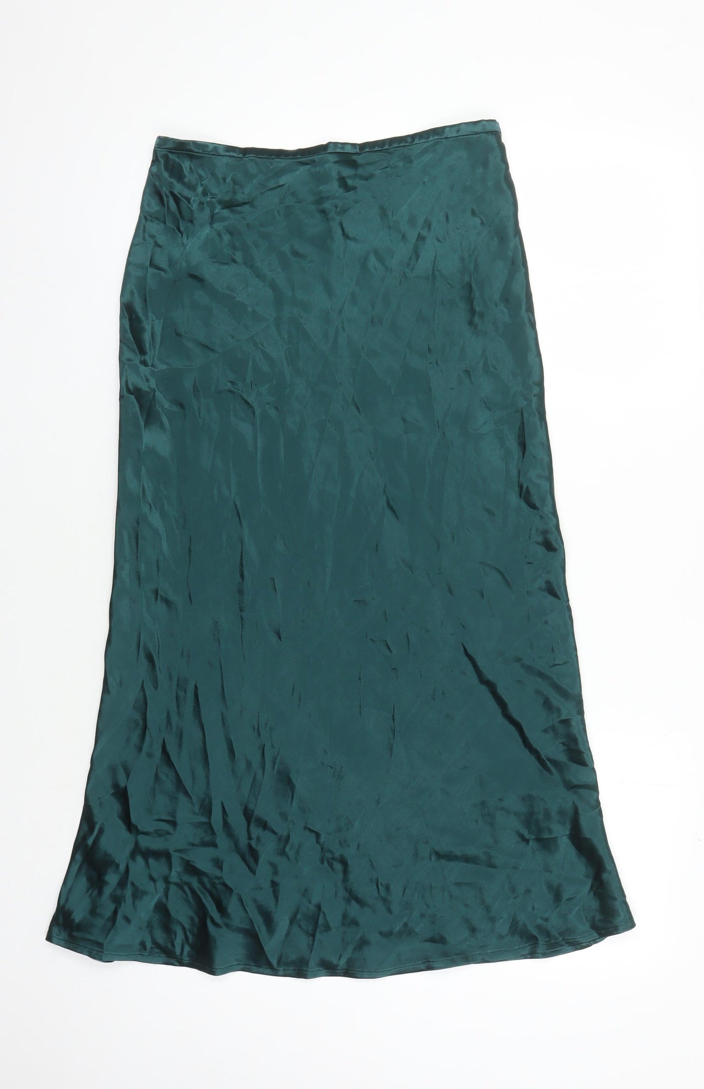 Editor's Cut Women's Green Satin Midi Skirt Size 10