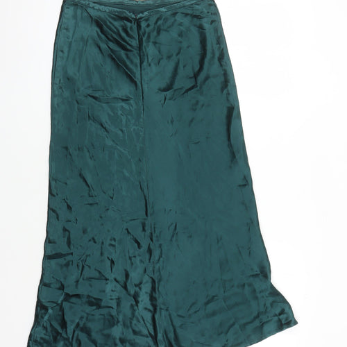 Editor's Cut Women's Green Satin Midi Skirt Size 10