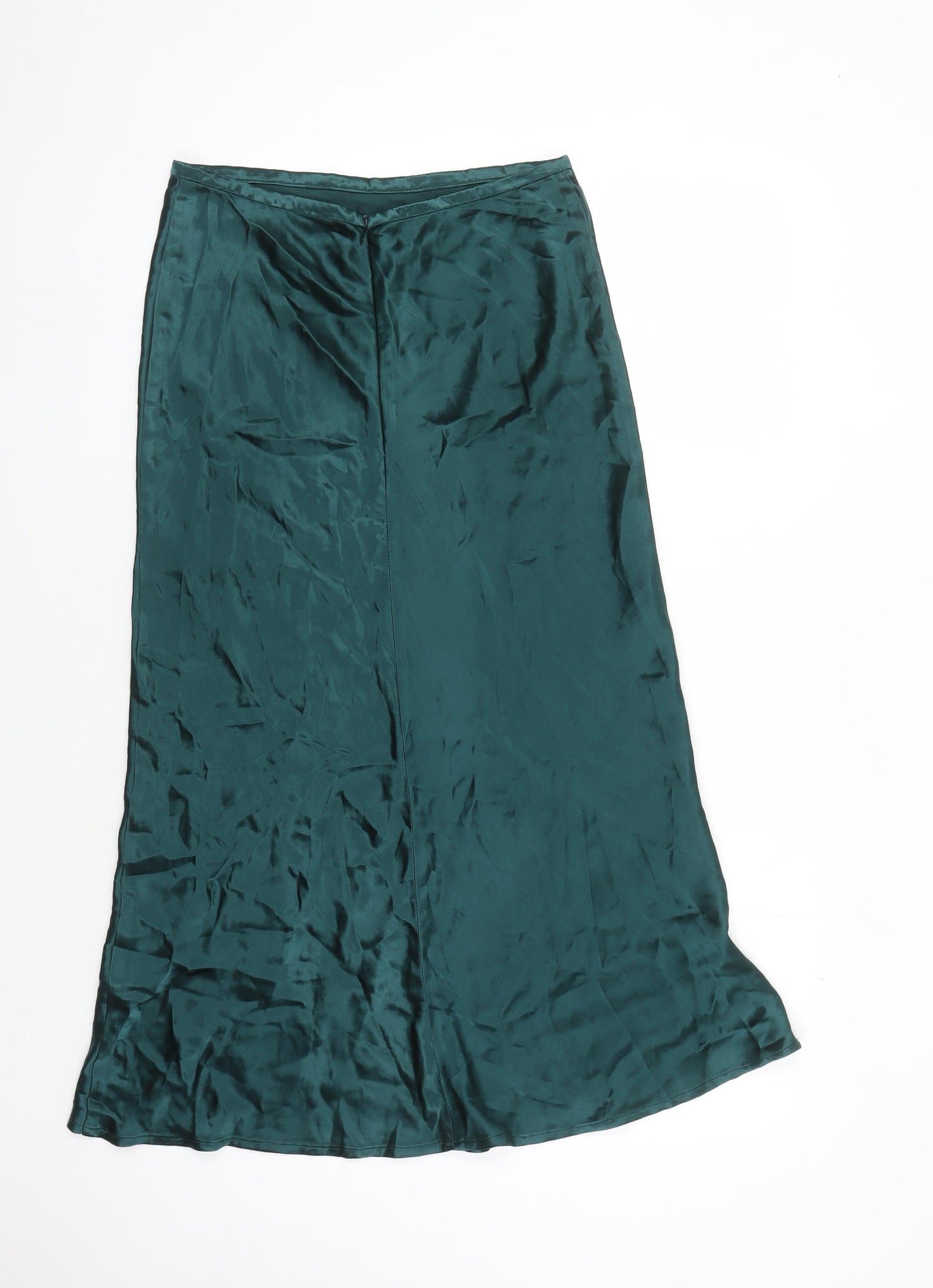 Editor's Cut Women's Green Satin Midi Skirt Size 10