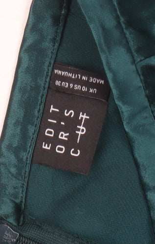 Editor's Cut Women's Green Satin Midi Skirt Size 10