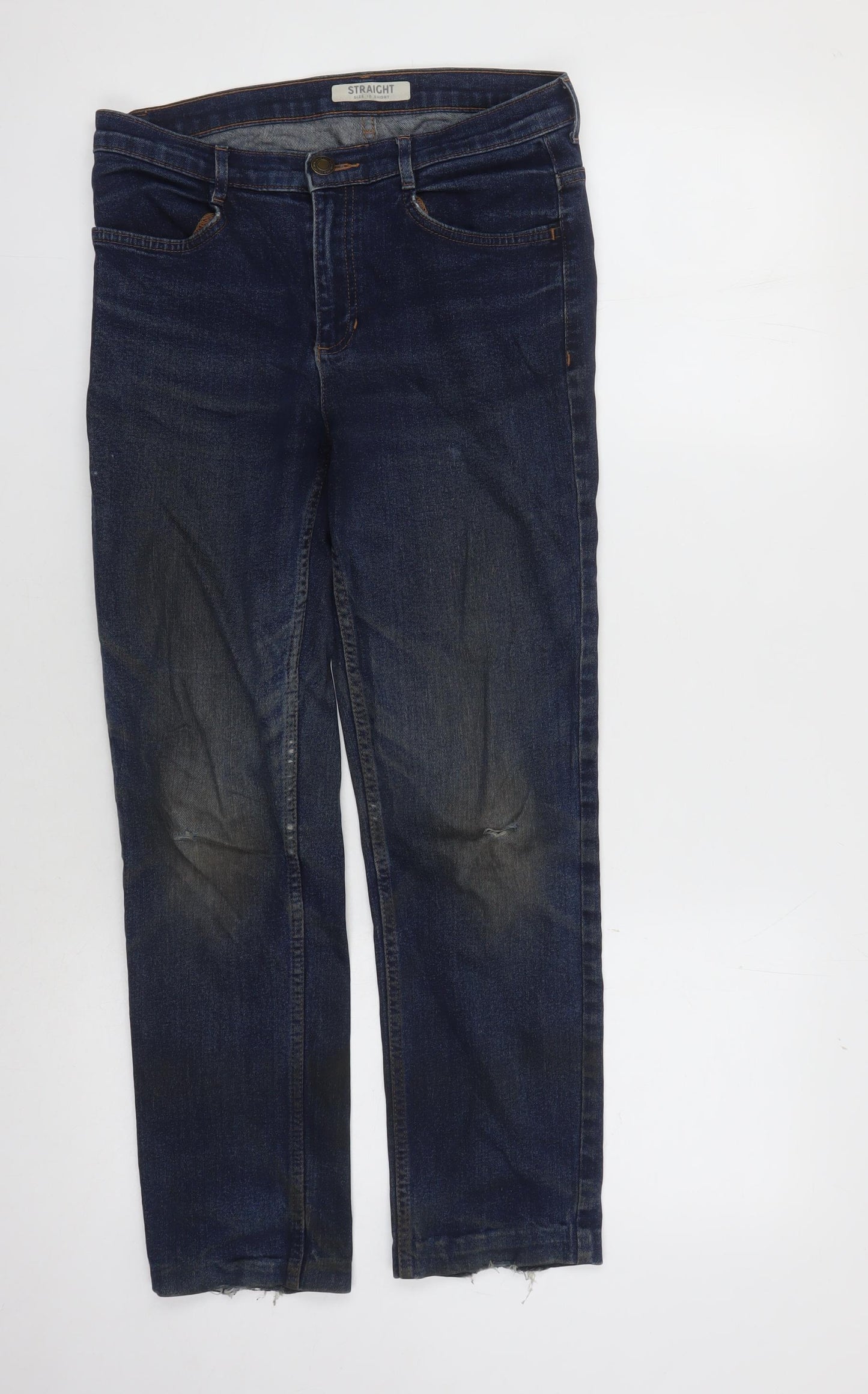 Women's Blue Straight Jeans - Size 10 Short Stretch Fit