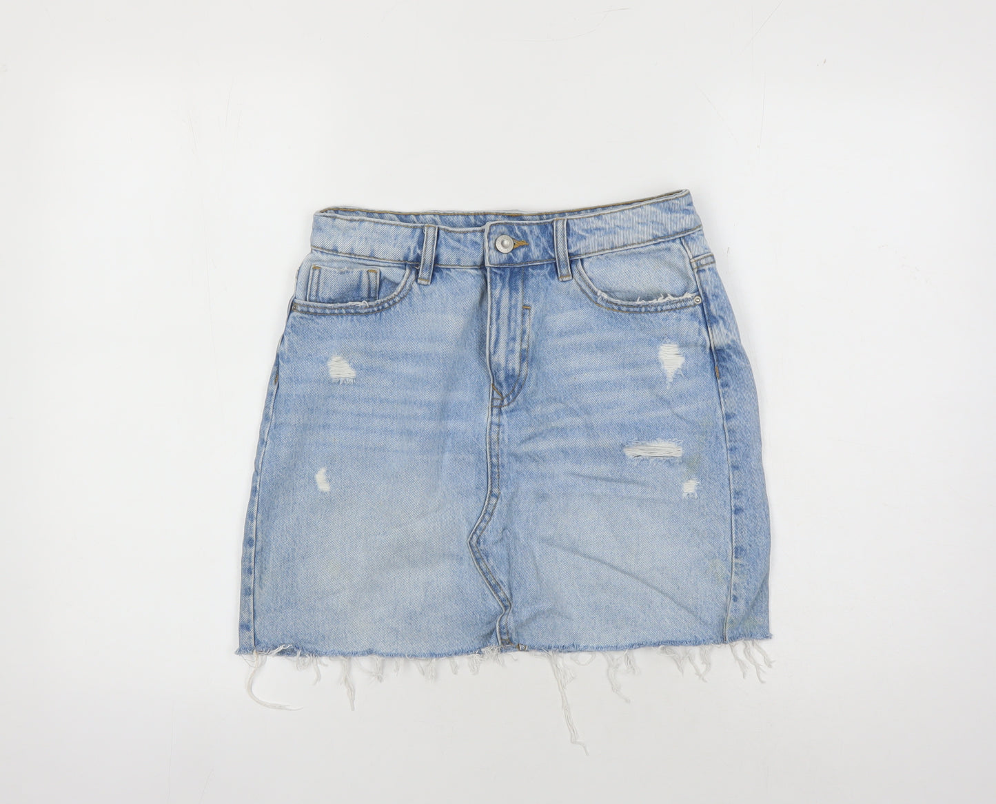 Zara Women's Blue Denim Mini Skirt, Size S, Casual Style