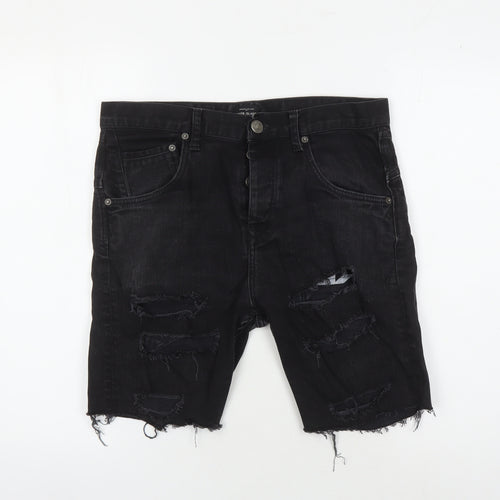 River Island Men's Black Biker Slim Shorts