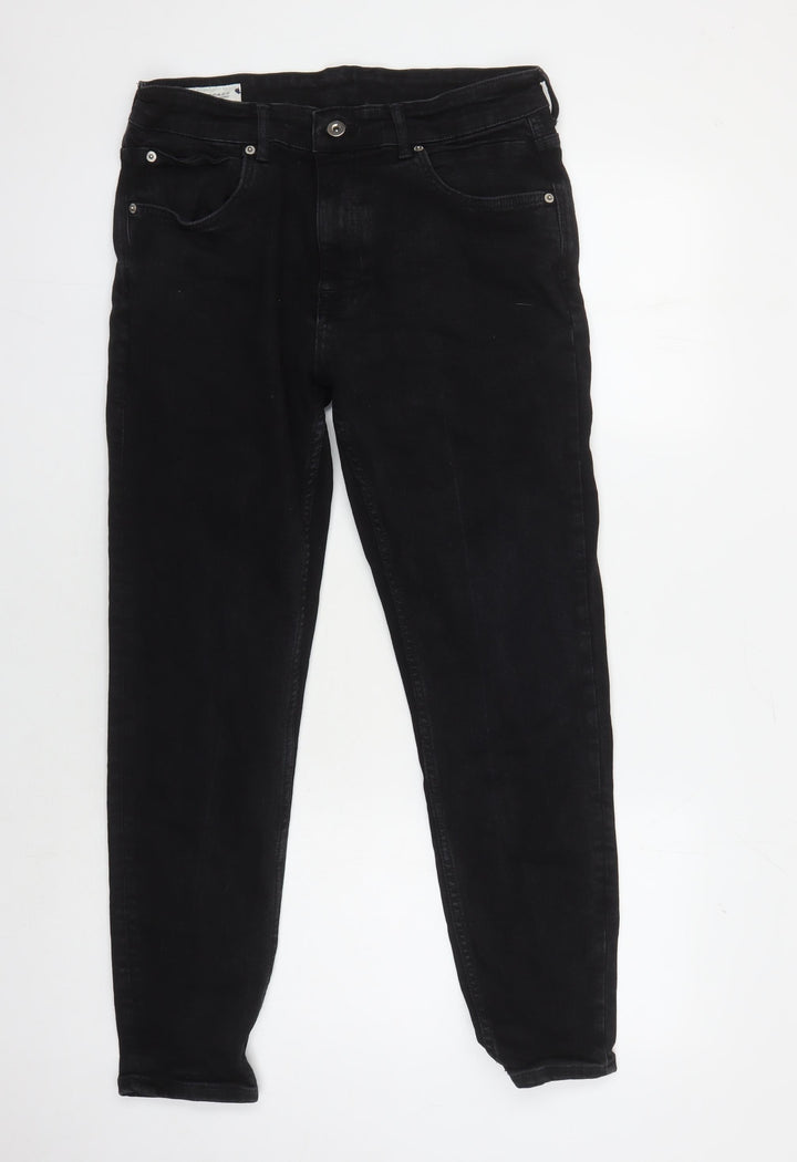 Zara Women's Black Skinny Jeans, Size 14, Stylish Comfort