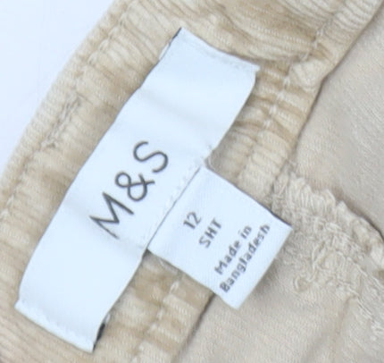 Marks and Spencer Women's Beige Corduroy Trousers, Size 12