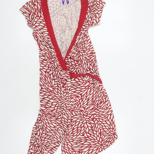 Seraphine Women's Red Beige Floral Wrap Dress Size 10