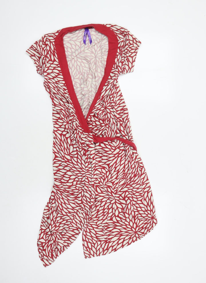 Seraphine Women's Red Beige Floral Wrap Dress Size 10