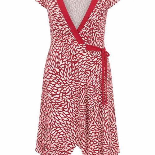 Seraphine Women's Red Beige Floral Wrap Dress Size 10