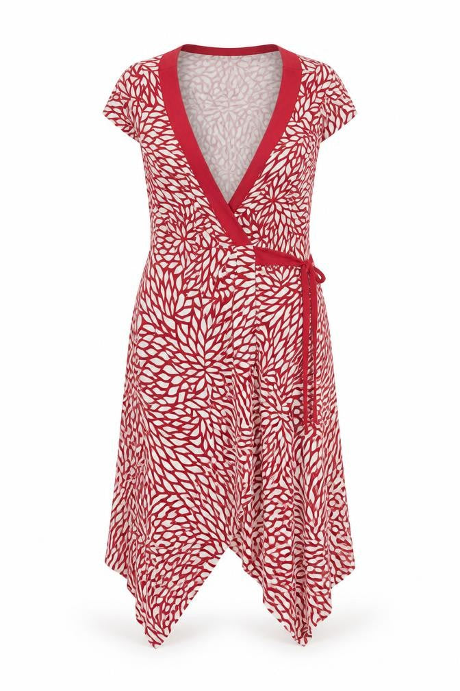 Seraphine Women's Red Beige Floral Wrap Dress Size 10