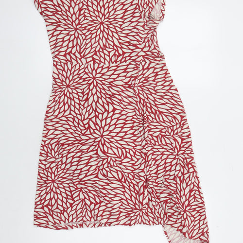 Seraphine Women's Red Beige Floral Wrap Dress Size 10