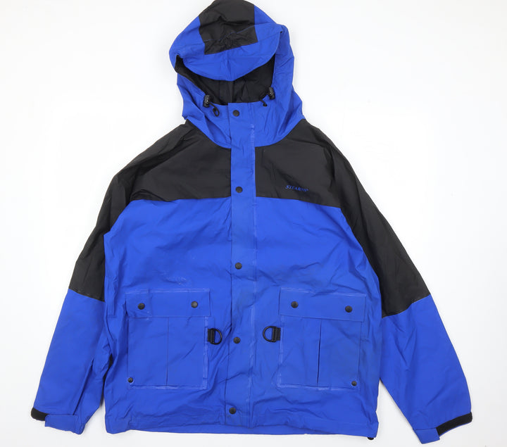 Stearns Men's Blue Waterproof Hooded Rain Jacket L