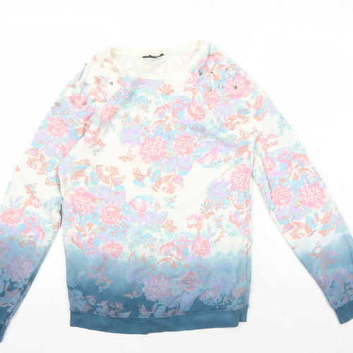 Topshop Women's Multicoloured Floral Pullover Jumper