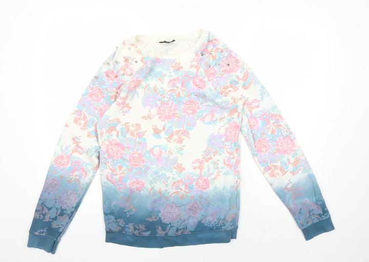 Topshop Women's Multicoloured Floral Pullover Jumper