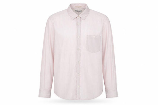 Front view of Ted Baker Men's Pink Striped Dress Shirt L