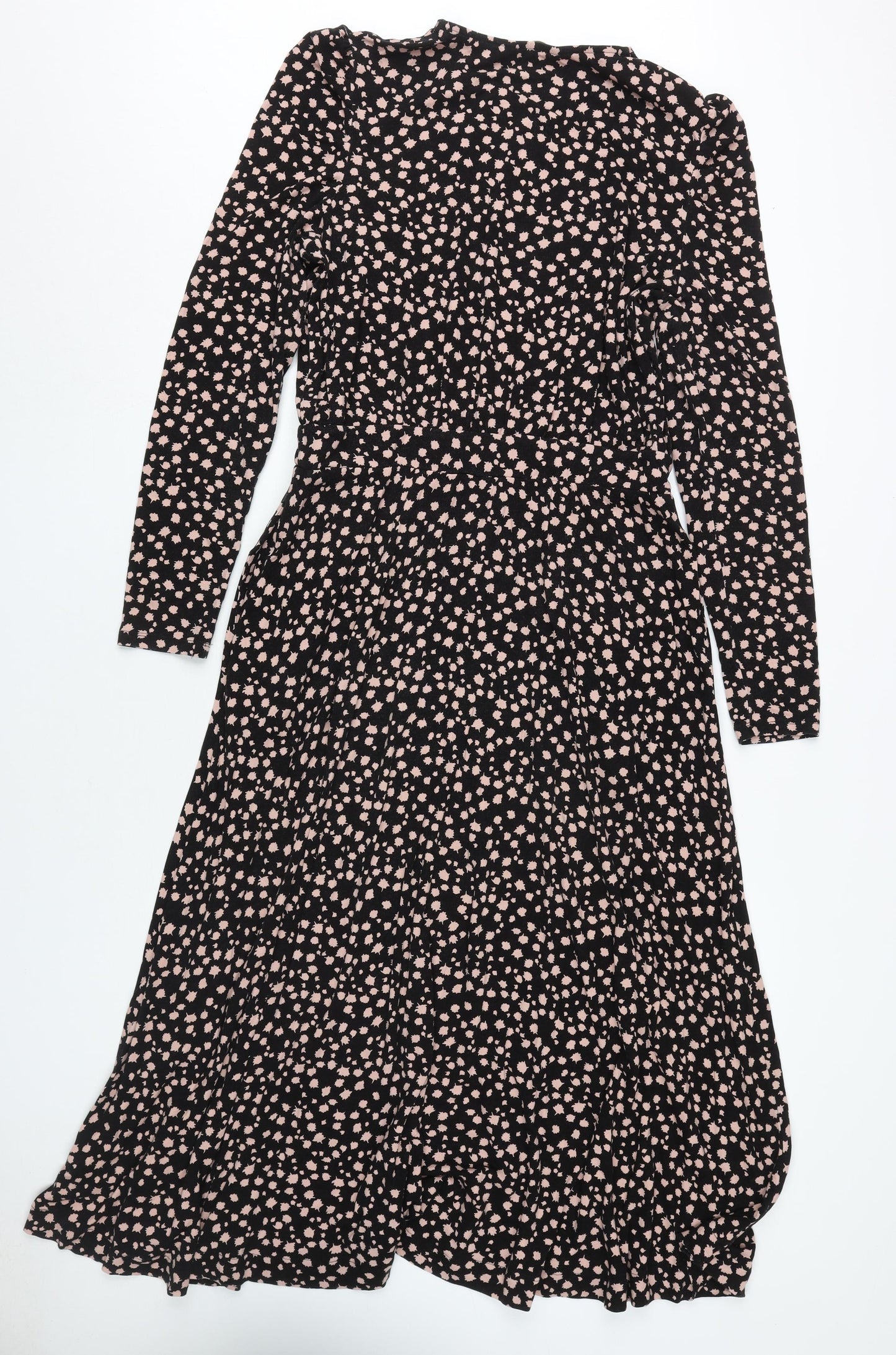 Boden Women's Black Floral A-Line Midi Dress Size 14