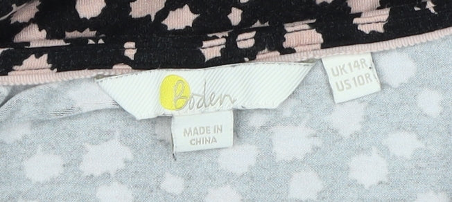 Boden Women's Black Floral A-Line Midi Dress Size 14