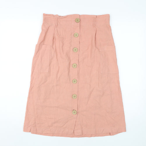 Fat Face Women's Pink A-Line Midi Skirt Size 10
