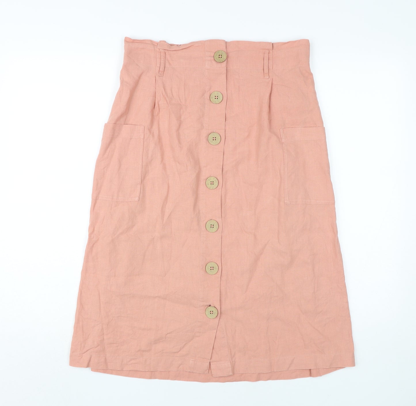 Fat Face Women's Pink A-Line Midi Skirt Size 10