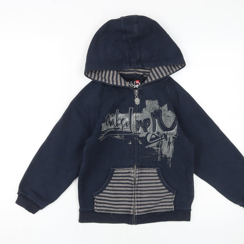 Quiksilver Boys Blue Full Zip Hoodie 5-6Y Logo Graphic
