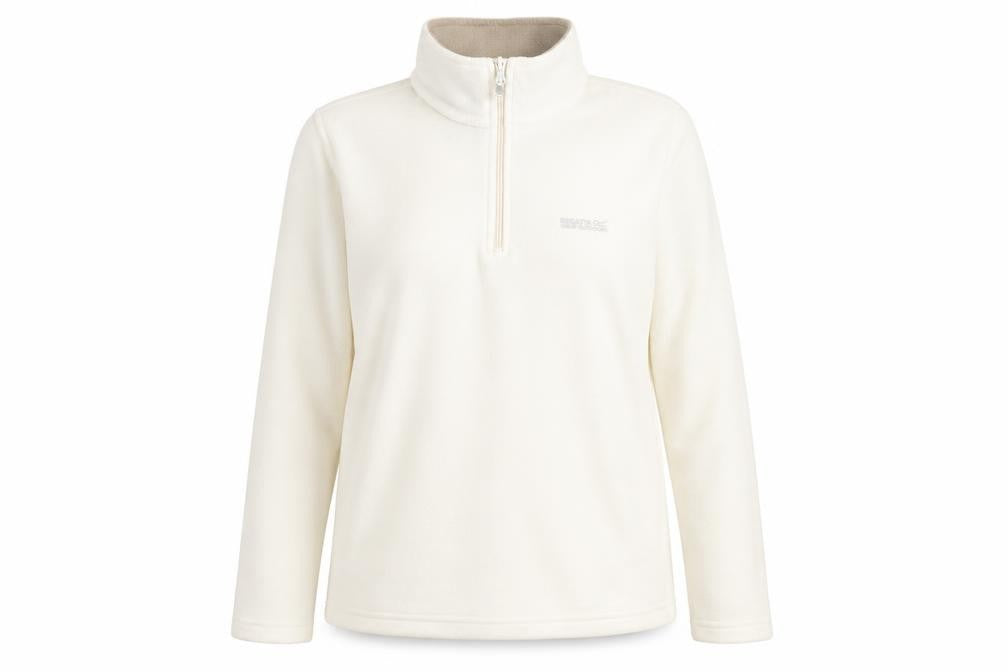Front view of Regatta Women's Ivory Fleece 1/4 Zip Sweatshirt, size 12