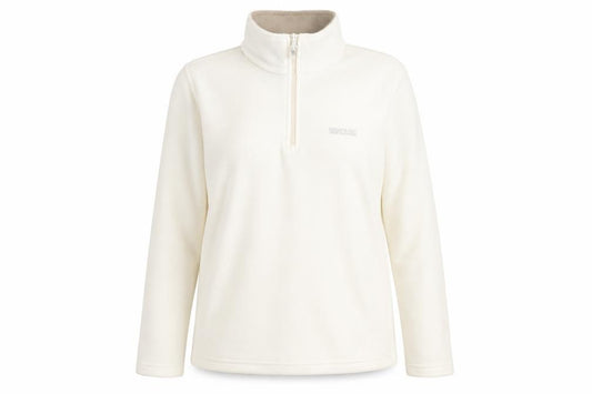 Front view of Regatta Women's Ivory Fleece 1/4 Zip Sweatshirt, size 12