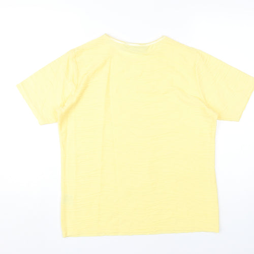 Honor Millburn Women's Yellow Crew Neck T-Shirt, Size 14-16
