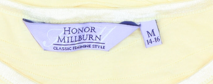 Honor Millburn Women's Yellow Crew Neck T-Shirt, Size 14-16