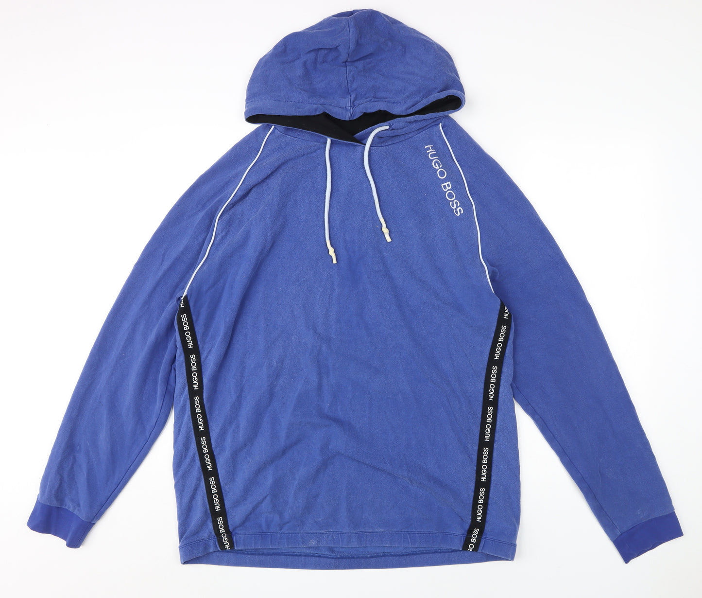 Hugo Boss Men's Blue XL Pullover Hoodie with Logo Accent