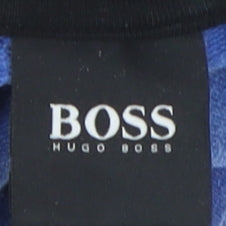 Hugo Boss Men's Blue XL Pullover Hoodie with Logo Accent