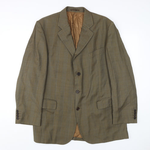 Magee Men's Brown Check Wool Blazer, Size 44R, Classic