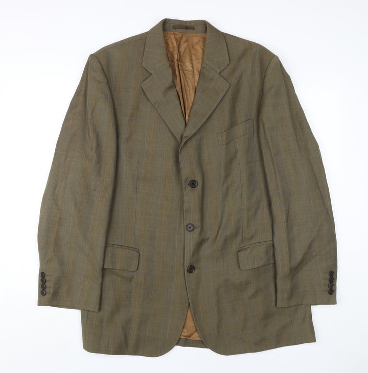 Magee Men's Brown Check Wool Blazer, Size 44R, Classic