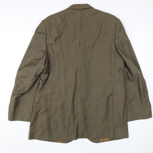 Magee Men's Brown Check Wool Blazer, Size 44R, Classic