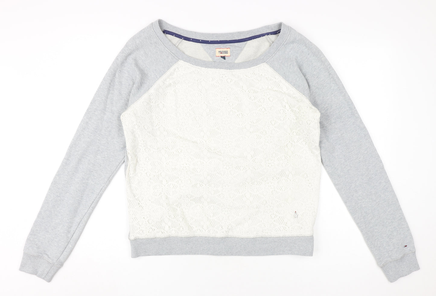 Hilfiger Denim Women's Grey Lace Pullover Sweatshirt L