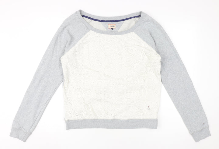 Hilfiger Denim Women's Grey Lace Pullover Sweatshirt L