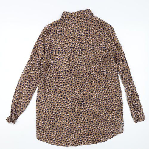 Joules Women's Brown Animal Print Button-Up Shirt UK 10